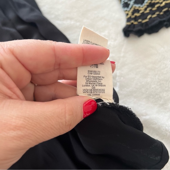 Free People Late Night Picnic Smocked Embroidered Dress CottageCore Black XS - Picture 10 of 12